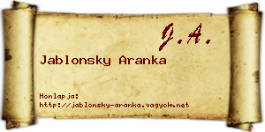 Jablonsky Aranka névjegykártya